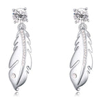 Silver Feather Dangle Earrings