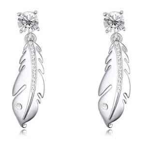 Silver Feather Dangle Earrings