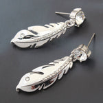 Silver Feather Dangle Earrings