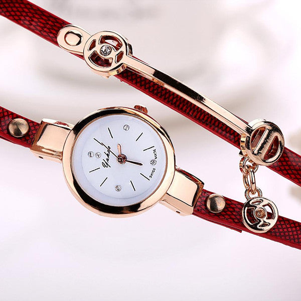 Rose Gold Charm Wrap Watch