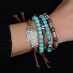 Hamsa Four Rope Turquoise Bracelet