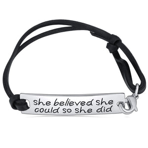 She Believed She Could So She Did Hand Stamped Bracelet