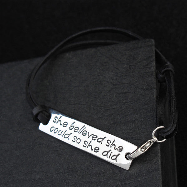 She Believed She Could So She Did Hand Stamped Bracelet