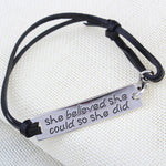She Believed She Could So She Did Hand Stamped Bracelet