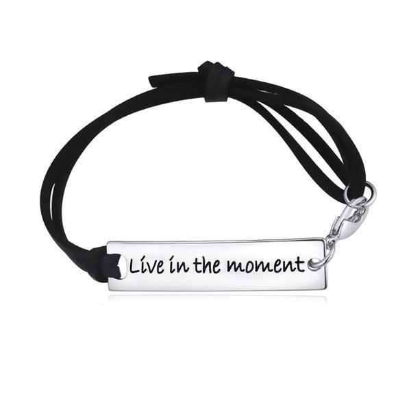 Live In The Moment Leather Strap Bracelet