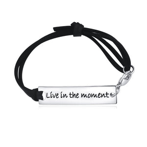 Live In The Moment Leather Strap Bracelet