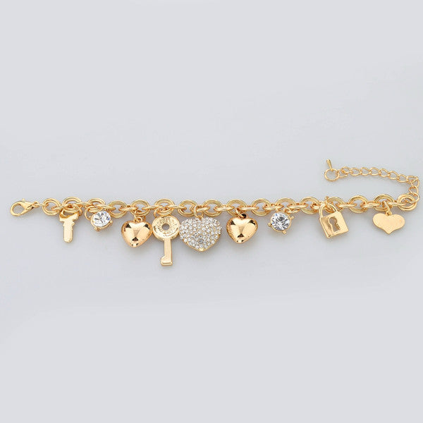 Heart Beetle Charm Bracelet