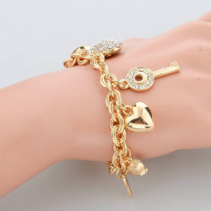 Heart Beetle Charm Bracelet