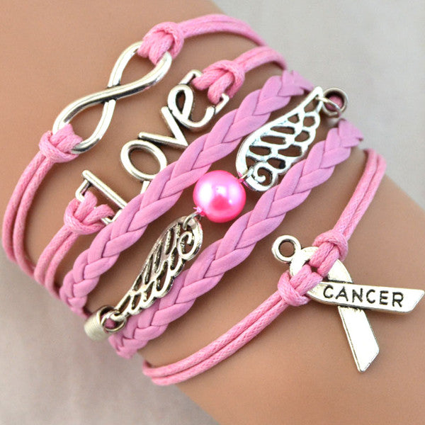 Pink Angel Cancer Awareness Bracelet