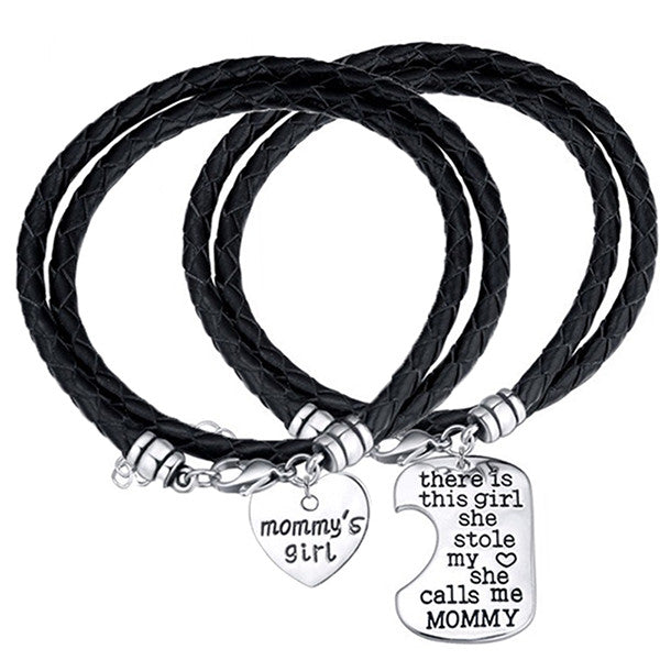 Mommy's Girl Hand Stamp Bracelet Set