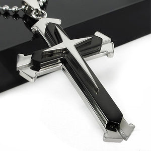 Stainless Steel Dual Tone Men's Cross Pendant