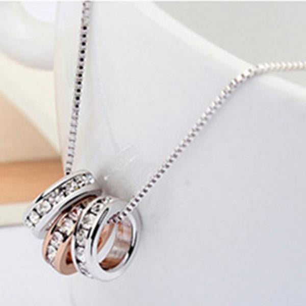 Trois Hoop Silver & Rose Gold Pendant