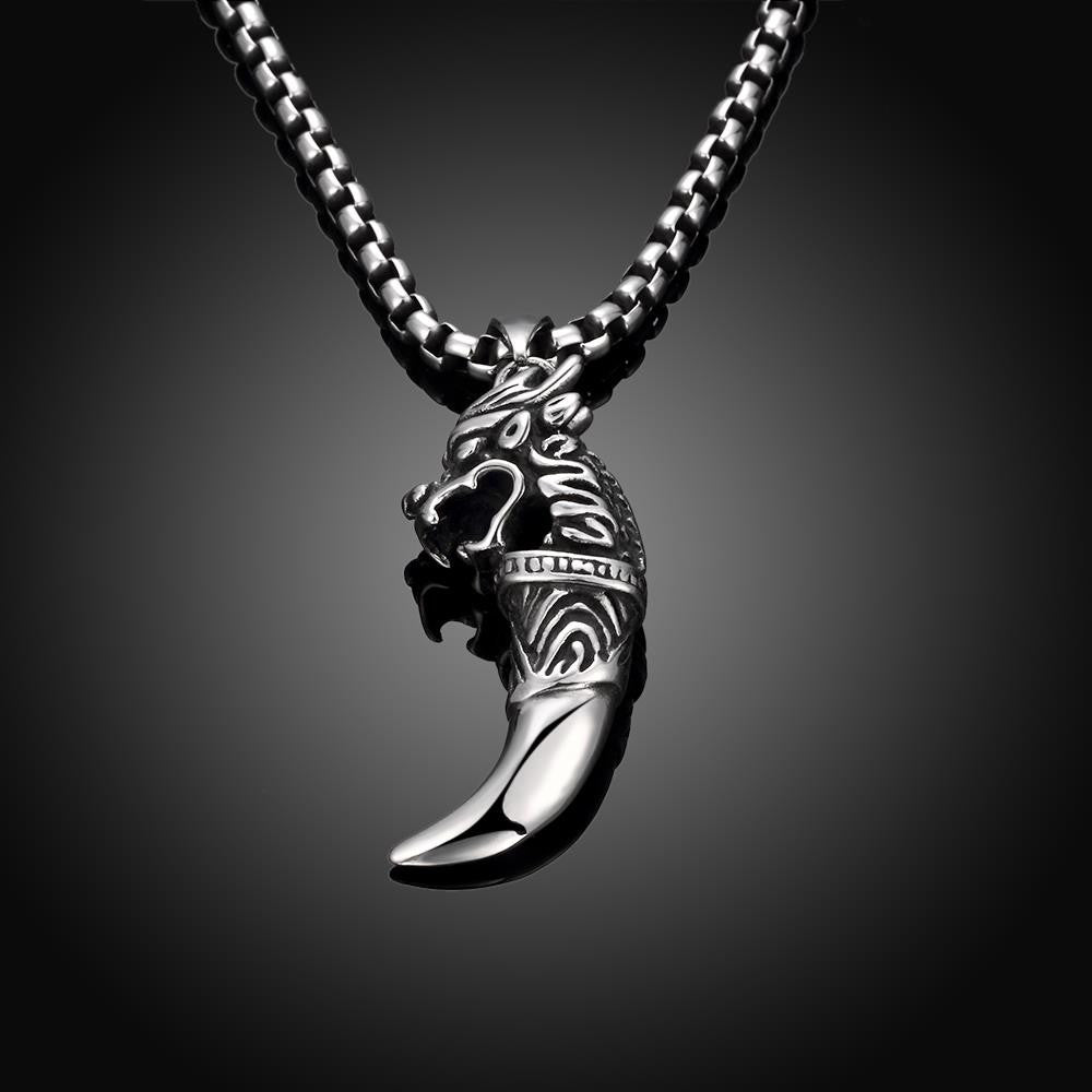 Mens Stainless Steel Dragon Tooth Necklace
