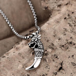 Mens Stainless Steel Dragon Tooth Necklace