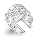 Weved Ring Adjustable in White Gold Plated