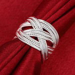 Weved Ring Adjustable in White Gold Plated