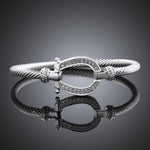 Swarovski Crystal Lucky Horseshoe Bangle in 18K White Gold Plated