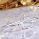 Swarovski Crystal Lucky Horseshoe Bangle in 18K White Gold Plated