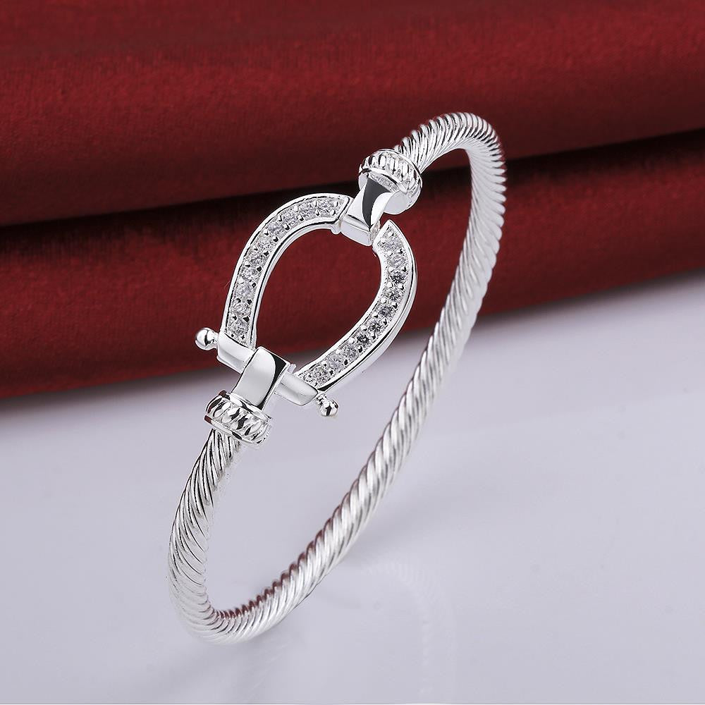 Swarovski Crystal Lucky Horseshoe Bangle in 18K White Gold Plated