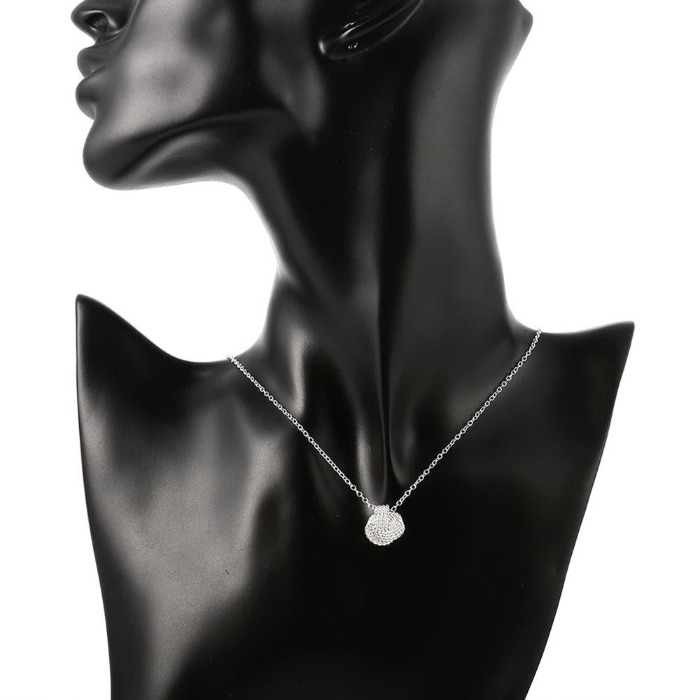 Mesh Ball Knot Necklace in 18K White Gold Plated