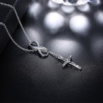 Infinity Cross Jesus Necklace in 18K White Gold Plated