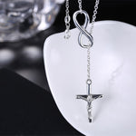 Infinity Cross Jesus Necklace in 18K White Gold Plated