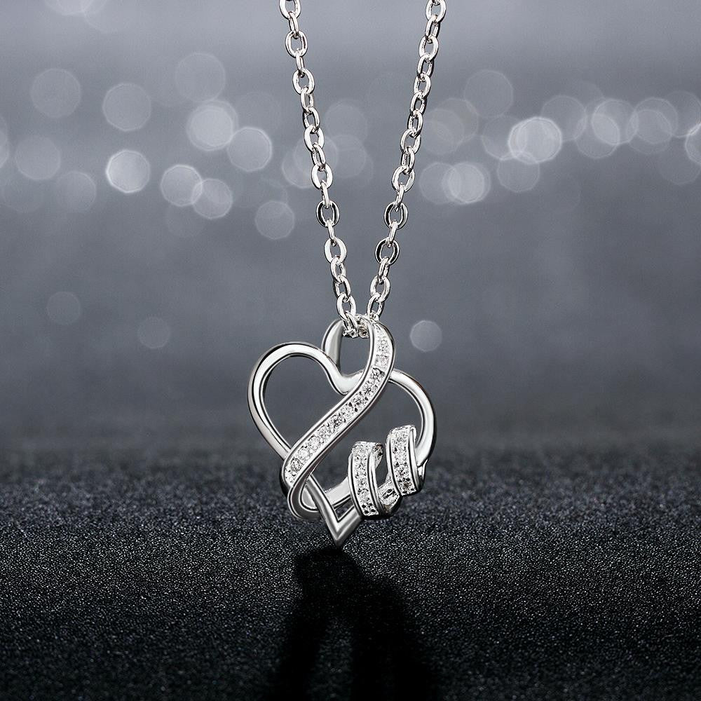 Swarovski Crystal I LOVE YOU Necklace in 18K White Gold Plated