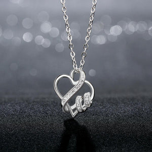 Swarovski Crystal I LOVE YOU Necklace in 18K White Gold Plated