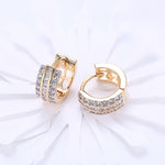 Swarovski Crystal 18K Gold Plated Triple Row Huggie Earring