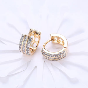 Swarovski Crystal 18K Gold Plated Triple Row Huggie Earring