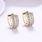 Swarovski Crystal 18K Gold Plated Triple Row Huggie Earring