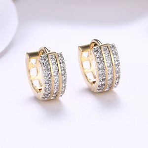 Swarovski Crystal 18K Gold Plated Triple Row Huggie Earring