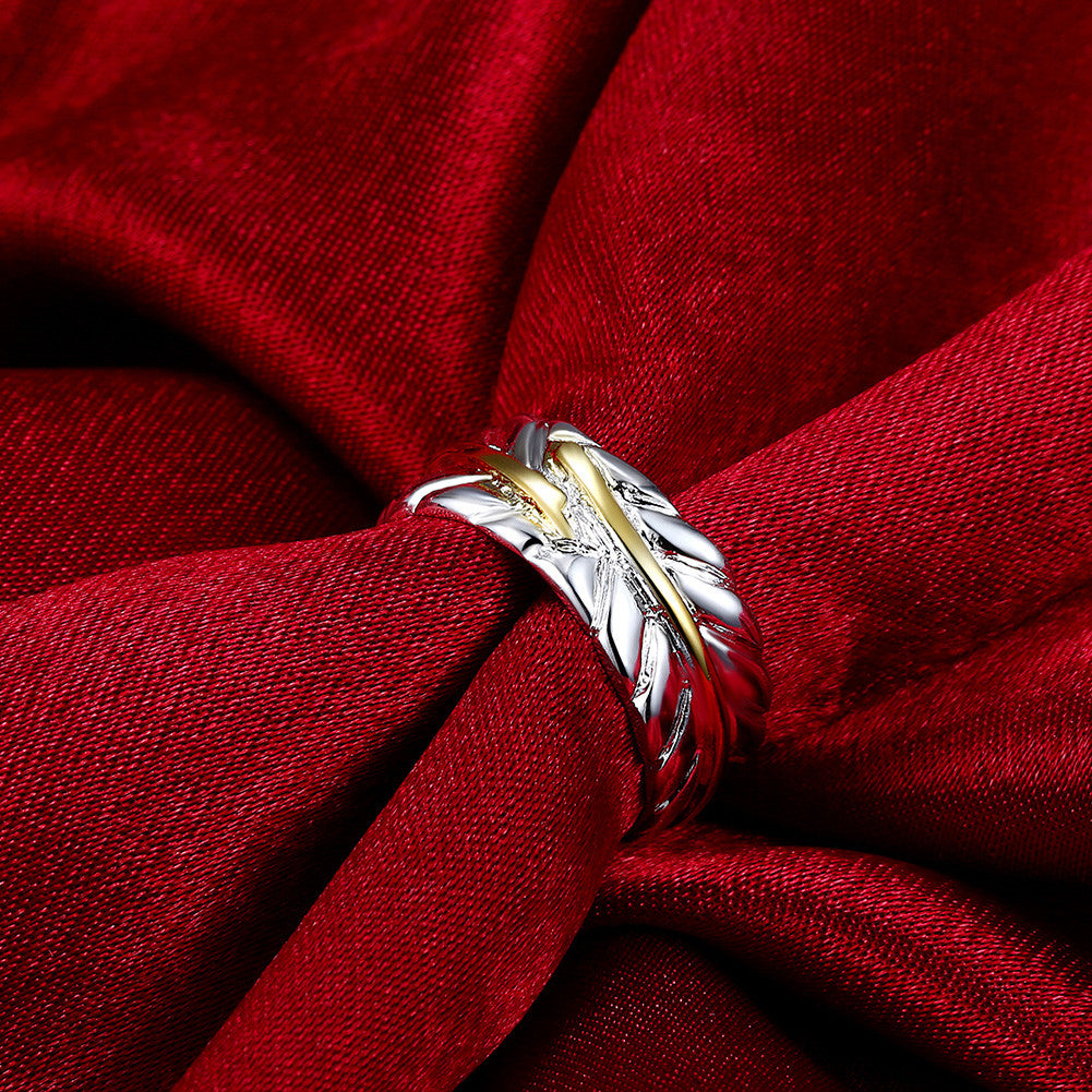 Leaf Ring Adjustable in White Gold Plated