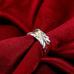 Leaf Ring Adjustable in White Gold Plated