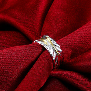 Leaf Ring Adjustable in White Gold Plated