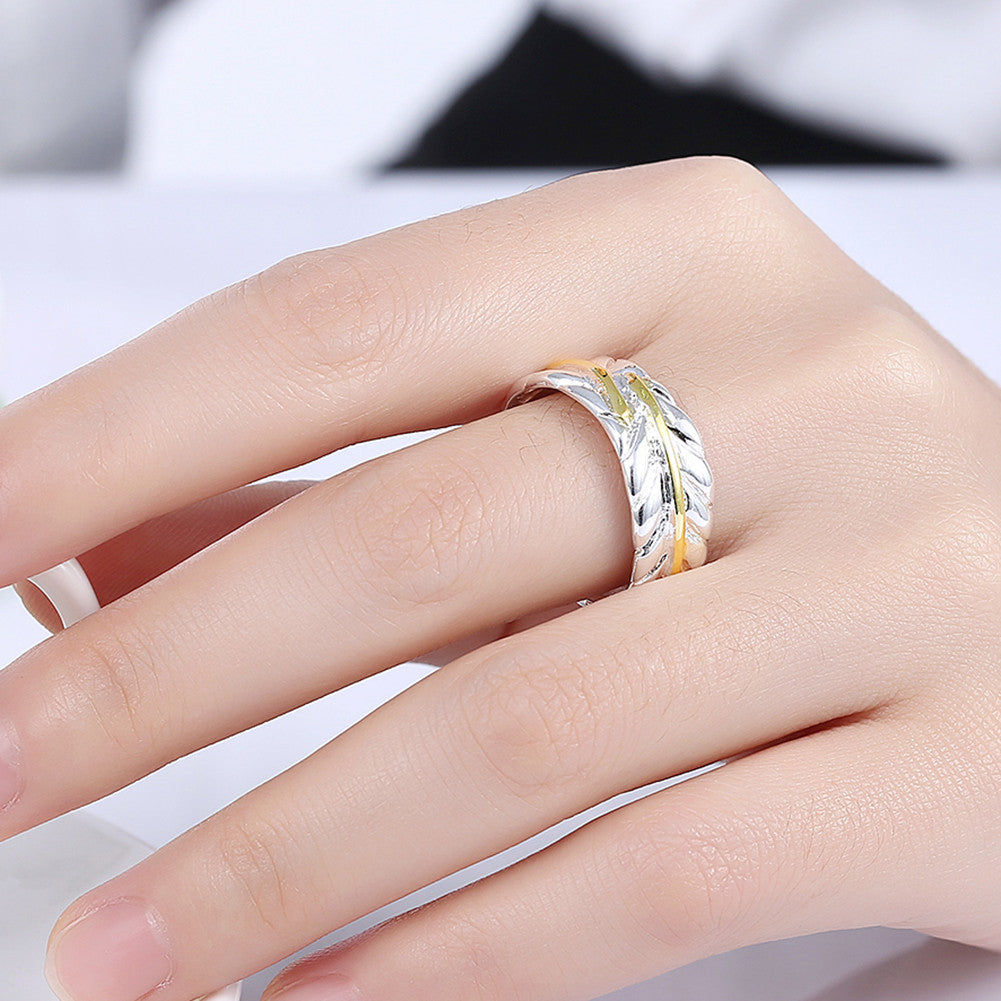 Leaf Ring Adjustable in White Gold Plated