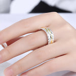 Leaf Ring Adjustable in White Gold Plated