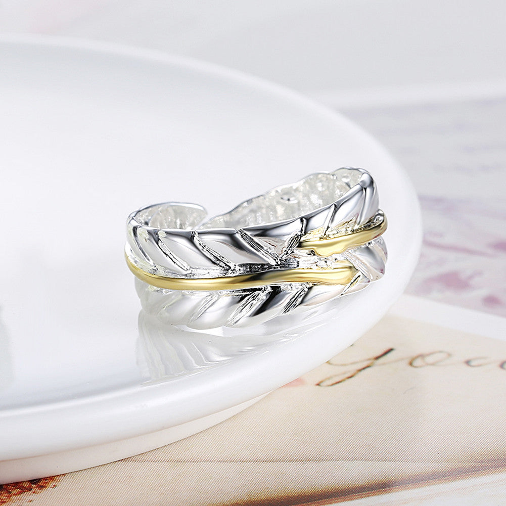 Leaf Ring Adjustable in White Gold Plated