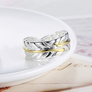 Leaf Ring Adjustable in White Gold Plated