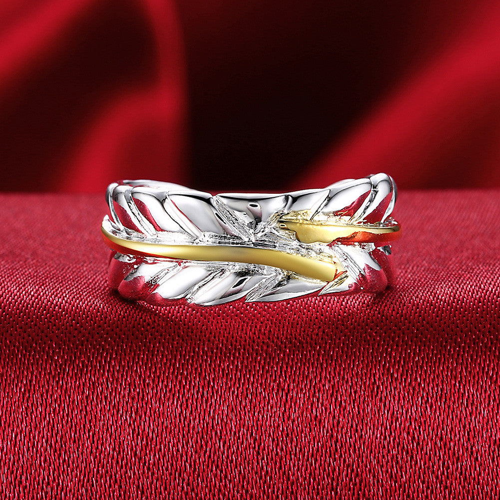 Leaf Ring Adjustable in White Gold Plated