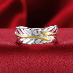 Leaf Ring Adjustable in White Gold Plated