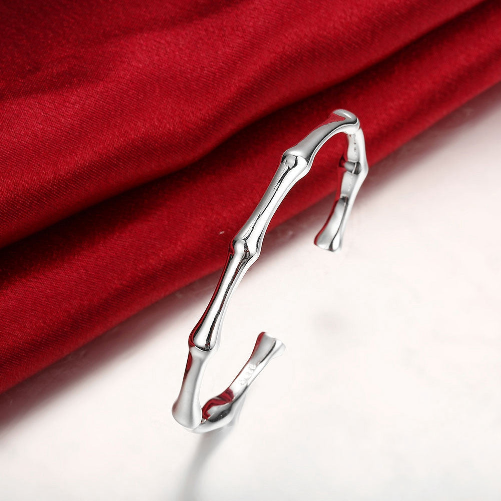 Sterling Silver Bamboo Bangle with Gift Box