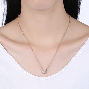 Swarovski Crystal 18K Rose Plated Bezel Necklace