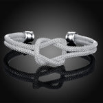 White Gold Plated Love Knot Mesh Bangle