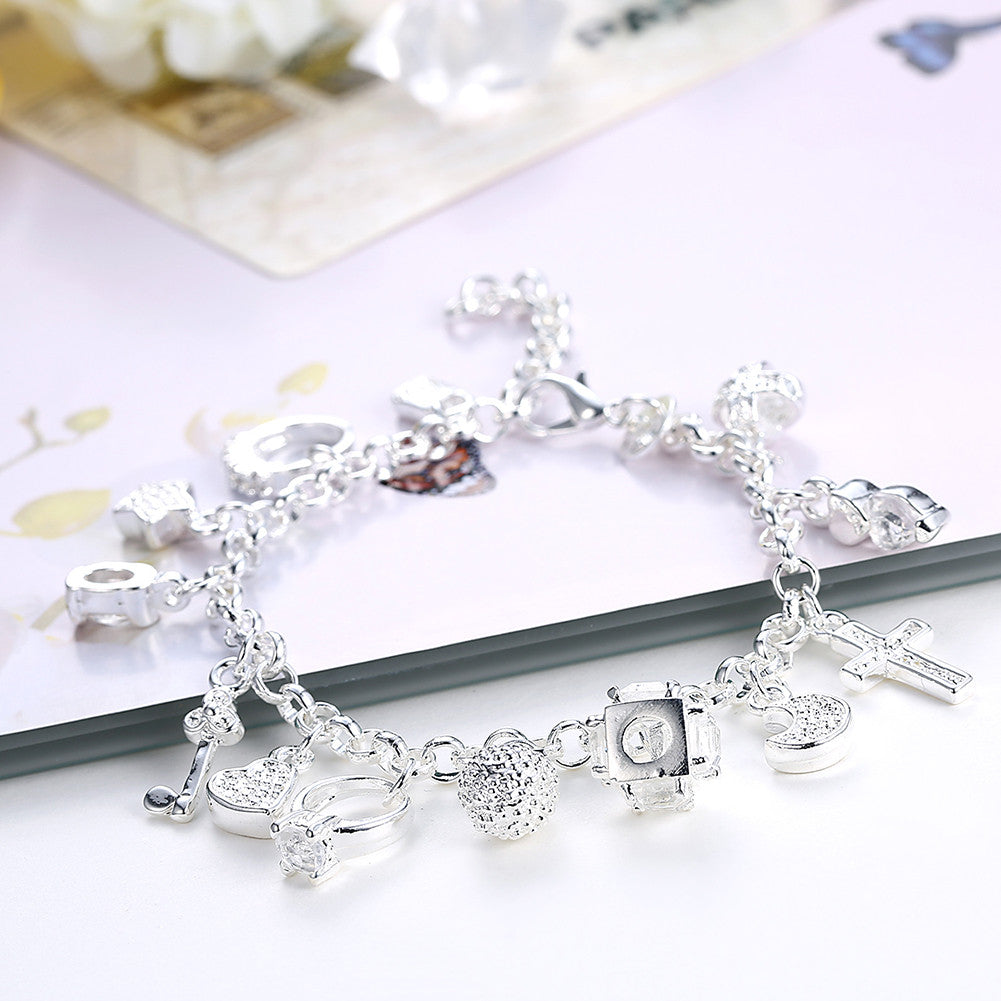 Swarovski Crystal Charms Bracelet in 18K White Gold Plated