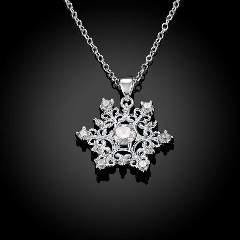 Swarovski Crystal Snowflake Necklace in 18K White Gold Plated