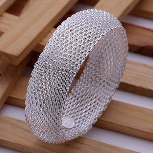 Mesh Bangle in 18K White Gold Plated