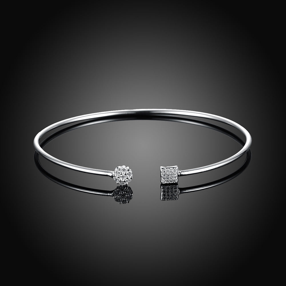 Swarovski Crystal Geo Adjustable Bangle in 18K White Gold Plated