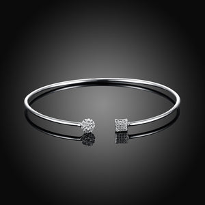 Swarovski Crystal Geo Adjustable Bangle in 18K White Gold Plated