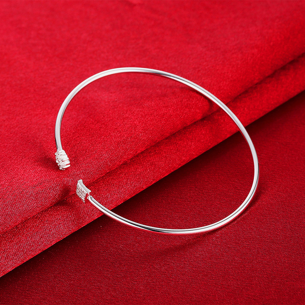 Swarovski Crystal Geo Adjustable Bangle in 18K White Gold Plated